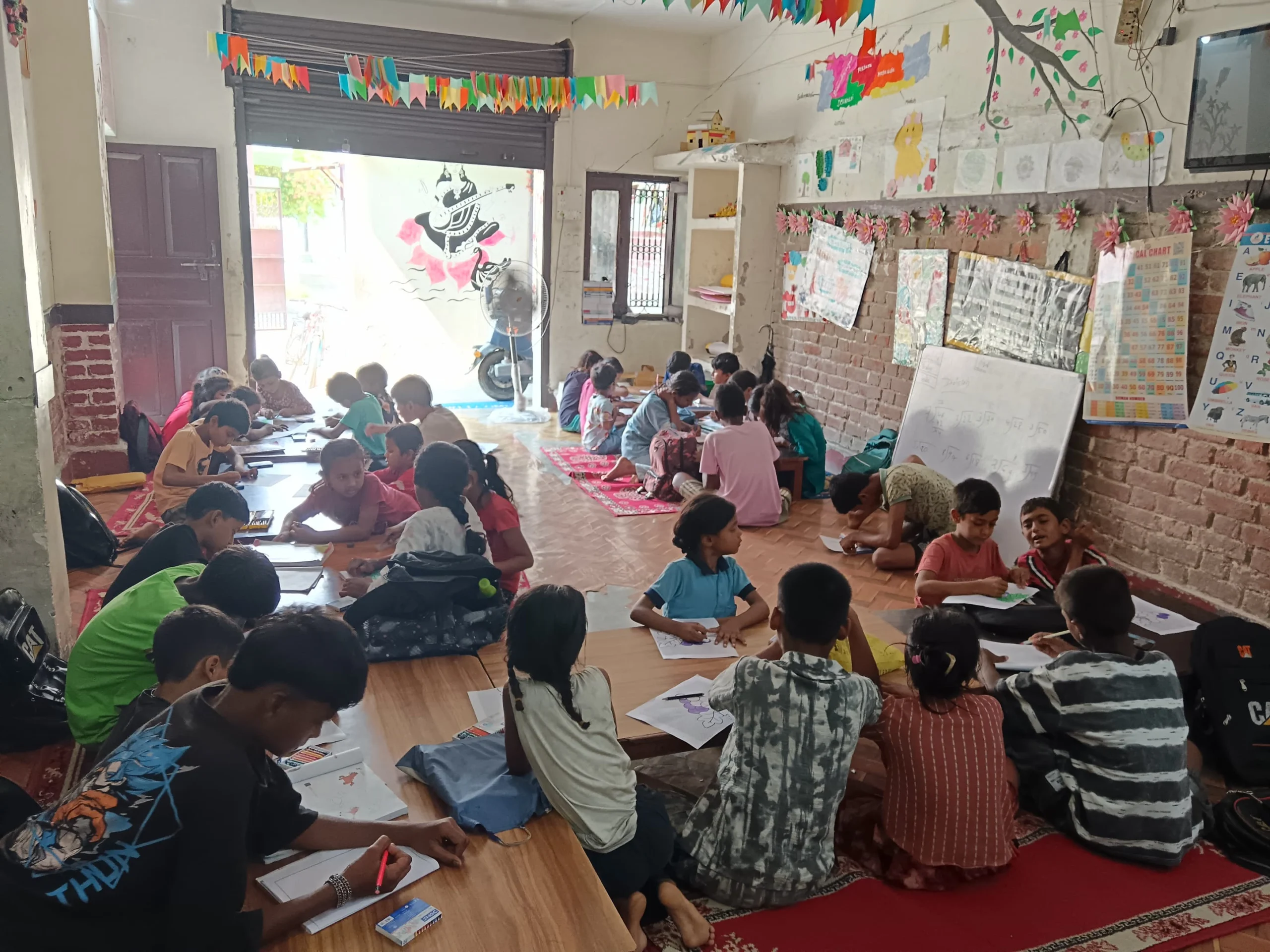 Finding the Best Way Forward Children sitting on the floor of a busy classroom